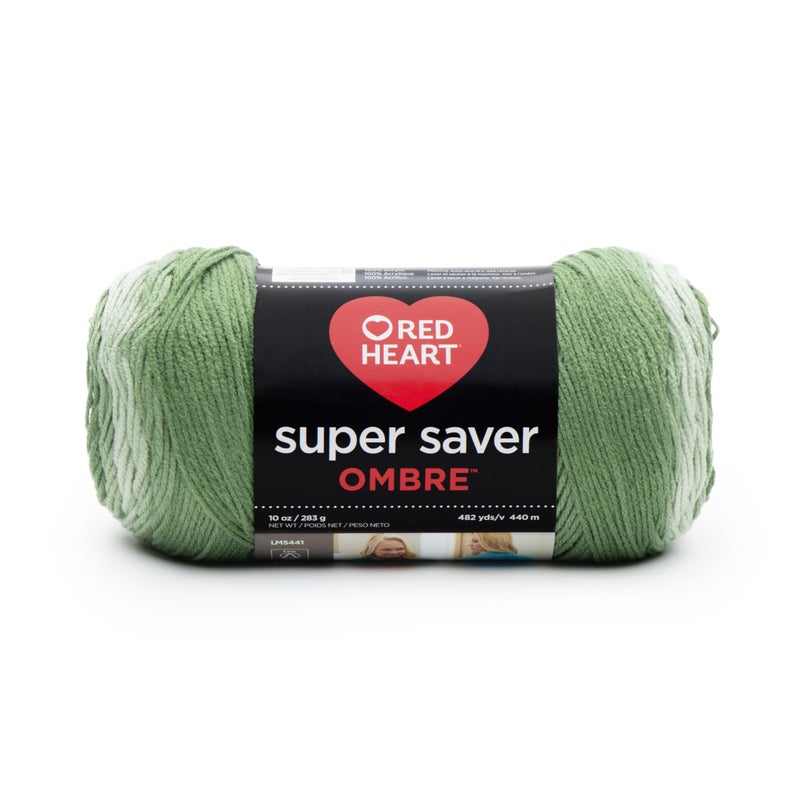 Red Heart Super Saver Ombre Yarn, Green Apple - Image 1